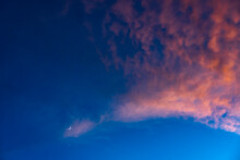 Crescent Moon And Venus With Colorful Sunset Clouds