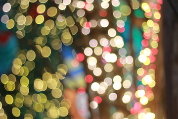 Wall Mural - Blur bokeh light bokeh abstract light background Blurred background. with color and bright on a New year Event.