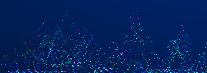 Poster - Technology background with glowing defocused particles. Big data. Digital background. 3D