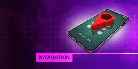 Poster - 3d illustration mobile GPS navigation concept
