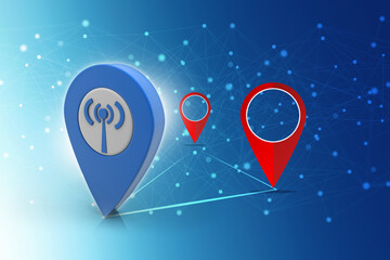 Poster - 3d rendering mobile phone data with navigation sign
