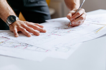 Architect / Project development drawing on floor-plans