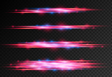 Red Blue Motion Police Line, Horizontal Light Rays