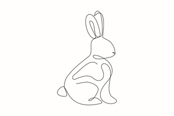 Wall Mural - Continuous line drawing of cute rabbit. Single one line art of beautiful bunny rabbit animal pet. Vector illustration