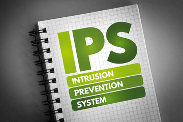 Aufkleber - ips - intrusion prevention system acronym on notepad, technology concept background