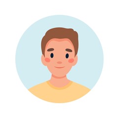 Leinwandbilder - Man avatar, portrait of a young caucasian man in flat style