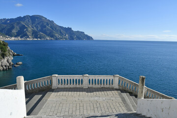  A stretch of the waterfront of the town of Atrani in the province of Salerno, Italy.
