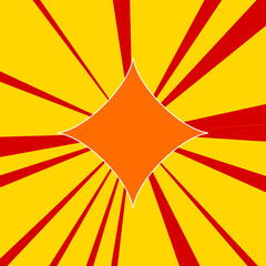 Poster - star symbol on a background of red flash explosion radial lines. the large orange symbol is located 