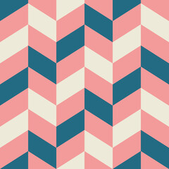 Sticker - Abstract Vertical Zigzag Retro Pattern in Blue, Red, and Beige Colors. Background for Template Banner Social Media Advertising