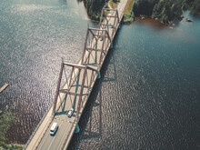 Vihantasalmi Bridge In Mantyharju, Finland. Wooden Bridge.
