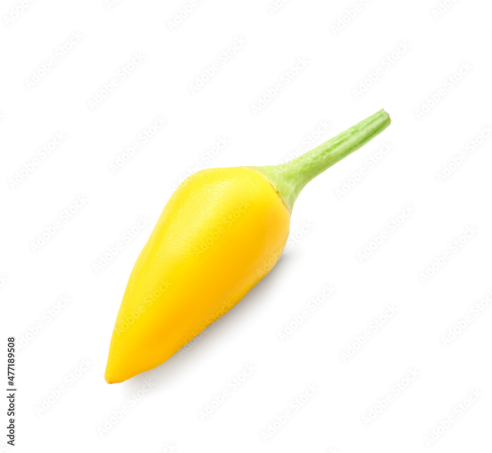 Fresh raw yellow pepper on white background