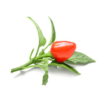 Branch With Fresh Red Pepper On White Background