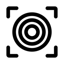 Target Aim Icon, Archer Sports Game Symbol. Game Aiming Sight Dot Pointer. Shoot Sniper Rifle Focus Cursor. Bullseye Mark Targeting. Isolated Vector Illustration