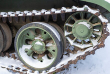 Close-up Of A Tank Wheel Preparing For War