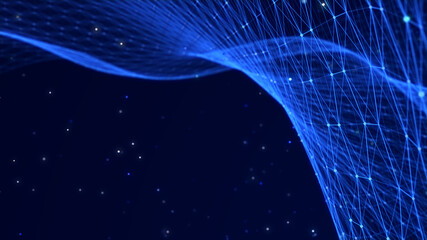 Honeycomb network concept. Data transfer. Digital technological background. 3D rendering