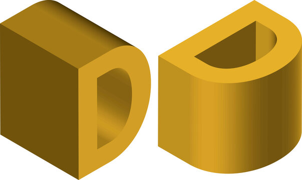 Isometric letter D. Template for creating logos, emblems, monograms