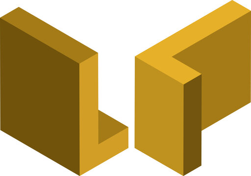 Isometric letter L. Template for creating logos, emblems, monograms