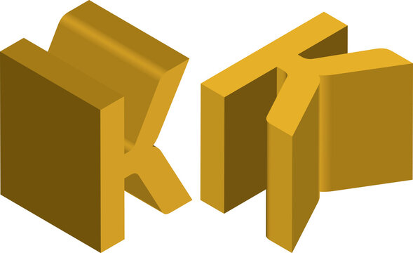 Isometric letter K. Template for creating logos, emblems, monograms