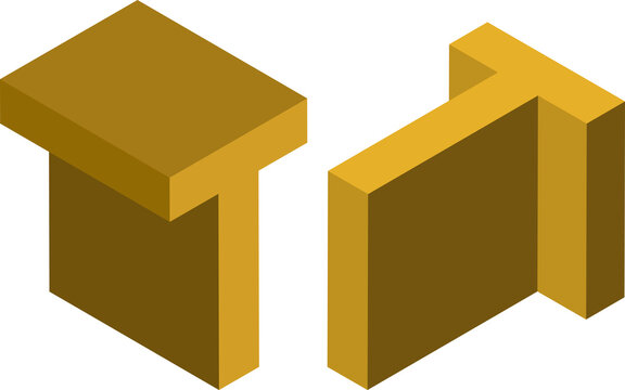 Isometric letter T. Template for creating logos, emblems, monograms