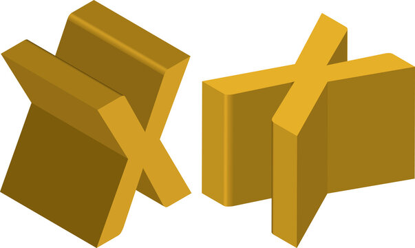 Isometric letter X. Template for creating logos, emblems, monograms