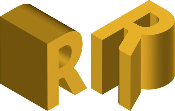 Isometric letter R. Template for creating logos, emblems, monograms