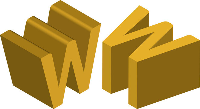 Isometric letter W. Template for creating logos, emblems, monograms