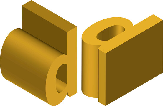 Isometric letter d. Template for creating logos, emblems, monograms