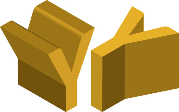 Isometric letter Y. Template for creating logos, emblems, monograms