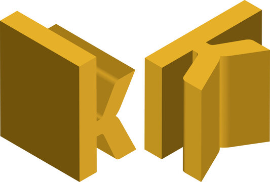 Isometric letter k. Template for creating logos, emblems, monograms