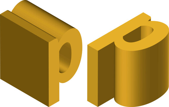 Isometric letter p. Template for creating logos, emblems, monograms