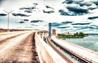 Canvas Print - A bridge over water in Miami, Florida