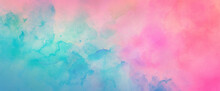 Watercolor Background In Blue And Pink Colors, Colorful Painted Background Texture In Abstract Painted Illustration