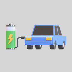 Wall Mural - electric car battery charging icon eco friendly vehicle symbol 3d render illustration