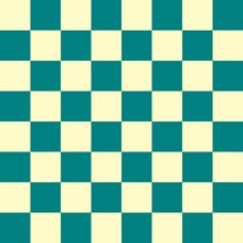 Checkerboard 8 By 8. Teal And Beige Colors Of Checkerboard. Chessboard, Checkerboard Texture. Squares Pattern. Background.
