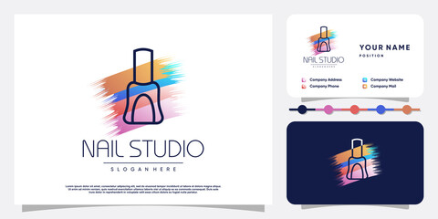 Poster - Nail logo concept with creative element style Premium Vector