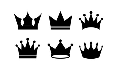 Vector illustration of king crown silhouette. Suitable for design element of the best product, and premium membership. King crown icon set.