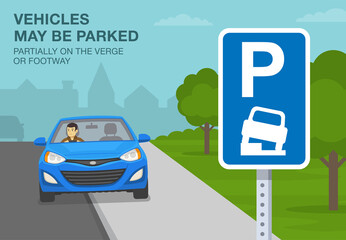 British outdoor parking rules. Close-up view of a 