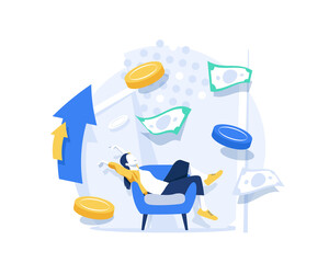 Poster - Investment and Analysis Money Cash Profits Metaphor,Employee or Manager Making Investing Plans