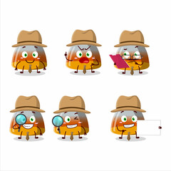 Poster - Detective gummy corn cute cartoon character holding magnifying glass