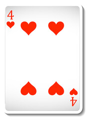 Wall Mural - Four of Hearts Playing Card Isolated