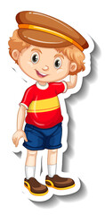 Poster - Cute boy wears cap cartoon character