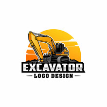 Excavator - Heavy Equipment Construction - Earth Mover Logo Vector Isolated