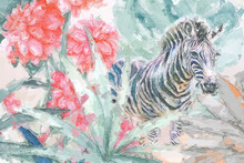 Watercolor Flower Animal Zebra Tiger Paisley