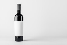 Empty Wine Botte With Mock Up Place On White Backdrop. Product, Alcohol, Beverage And Advertisement Concept. 3D Rendering.