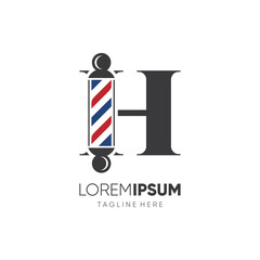Wall Mural - Letter H Barber Pole Logo Design Vector Icon Graphic Emblem Illustration