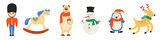Set of cute Christmas characters isolated on white background. Vector illustration.