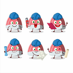 Wall Mural - architect pufflettes gummy candy cute mascot character with pliers