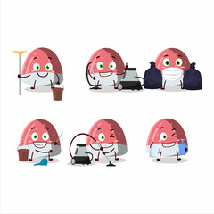 Wall Mural - Cleaning service pufflettes gummy candy cute cartoon character using mop