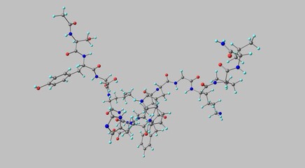 Wall Mural - Afamelanotide molecular structure isolated on grey