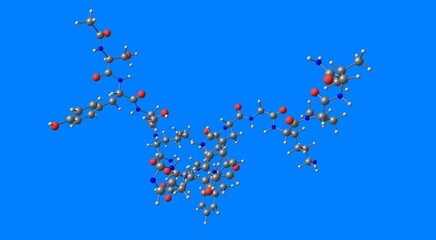 Wall Mural - Afamelanotide molecular structure isolated on blue